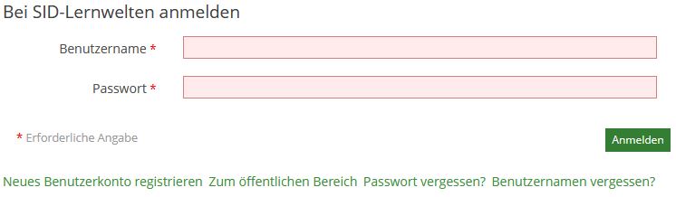 Abbildung Login-Maske für selbstregistrierte Benutzerkonten 